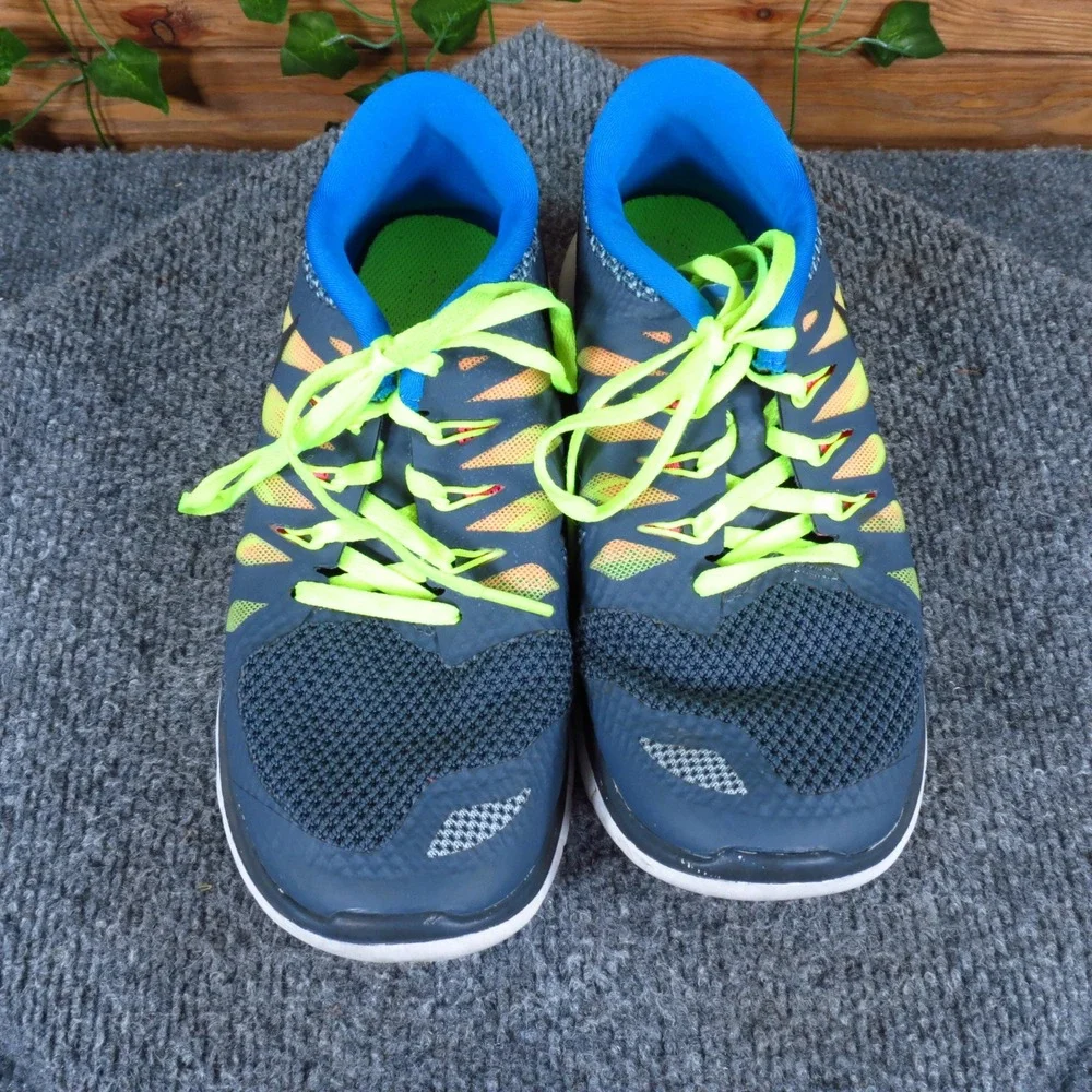 Nike Free 5.0 Kids Running Shoe Size 5Y Athletic Performance Blue Lime Green